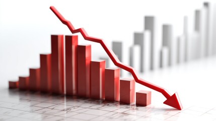 A downward trend in a financial graph illustrating market decline and economic downturn.