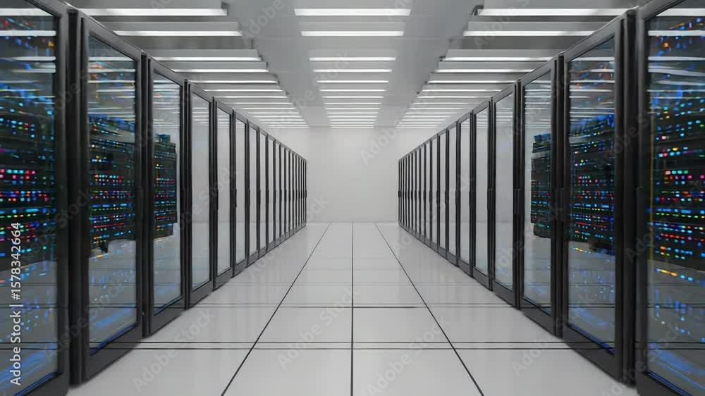 Poster server room containing network servers storing valuable data