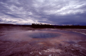 sunrise over the Geyser lake