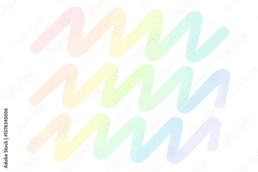 Aufkleber Pastel rainbow zigzag pattern creating geometric design with soft color gradient across transparent background