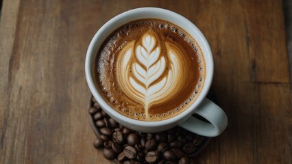 cup of coffee with beans