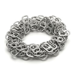 Obraz premium A recycled pop top bracelet, a stylish sustainable fashion statement with eco-friendly chic in a close-up shot.