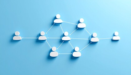 Obraz premium Community structure diagram with smoothly connected people silhouette 3D icons 