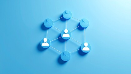 Obraz premium Community structure diagram with smoothly connected people silhouette 3D icons 