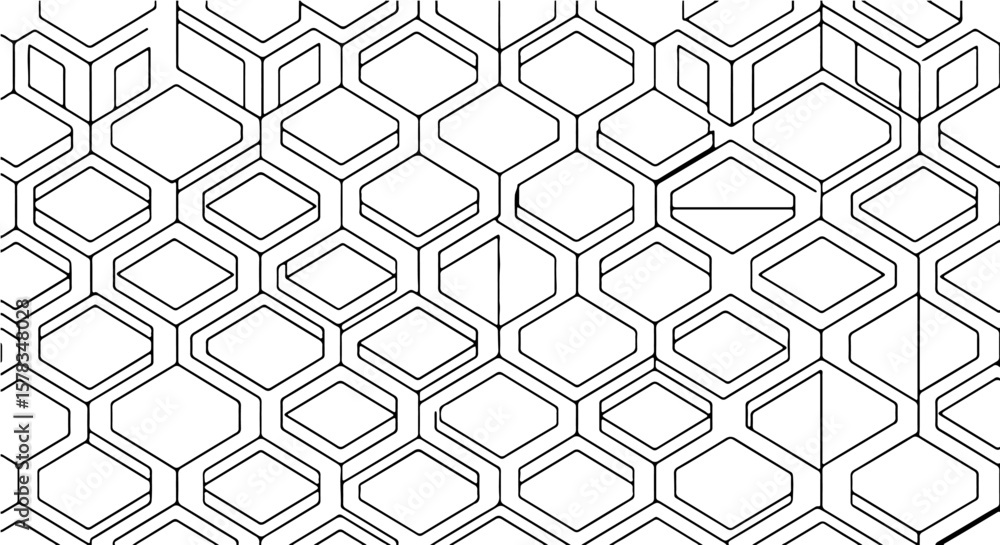 Poster geometric hexagon pattern abstract design in black and white
