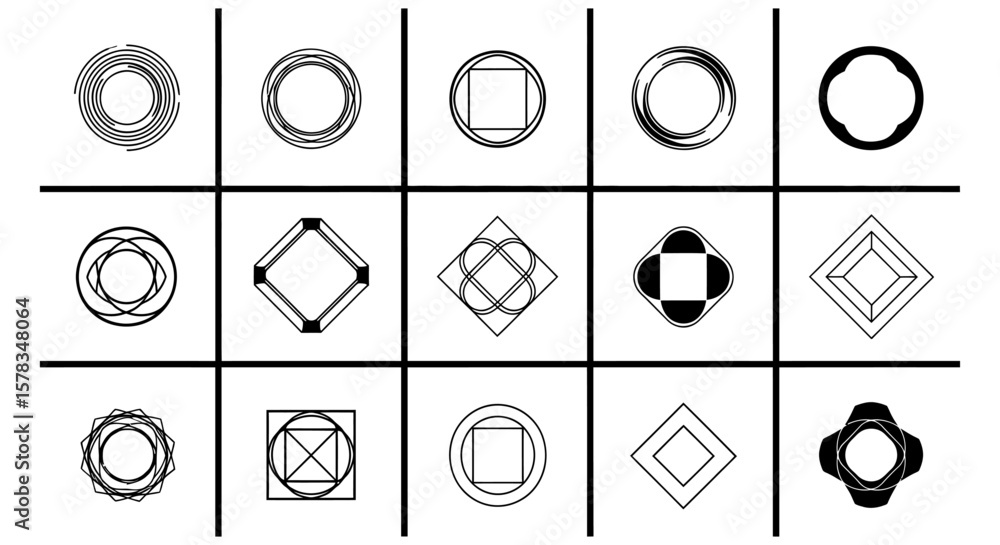 Poster geometric icon collection vector shape set for modern design