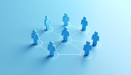 Community structure diagram with smoothly connected people silhouette 3D icons