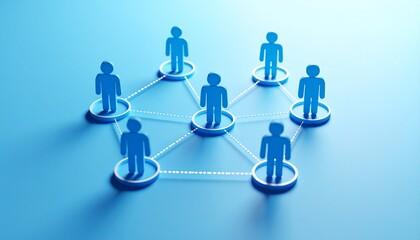 Community structure diagram with smoothly connected people silhouette 3D icons