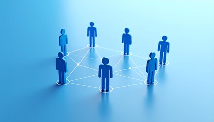 Community structure diagram with smoothly connected people silhouette 3D icons