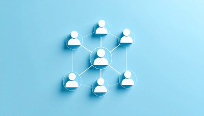 Community structure diagram with smoothly connected people silhouette 3D icons