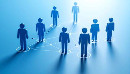 Community structure diagram with smoothly connected people silhouette 3D icons