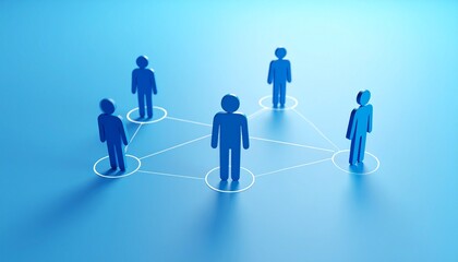 Community structure diagram with smoothly connected people silhouette 3D icons