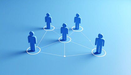 Community structure diagram with smoothly connected people silhouette 3D icons