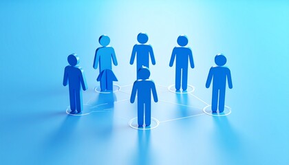 Community structure diagram with smoothly connected people silhouette 3D icons