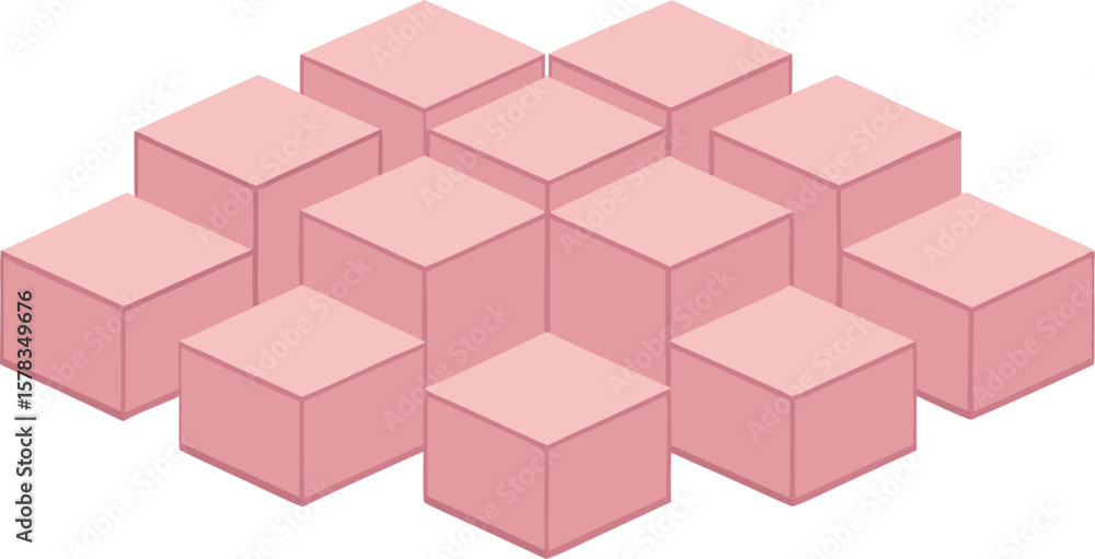 Poster vector art of a group of pink geometric cubes arranged in a stepped pattern.