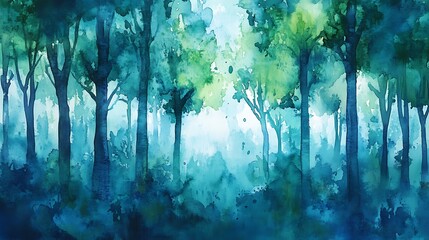 Misty forest illustration