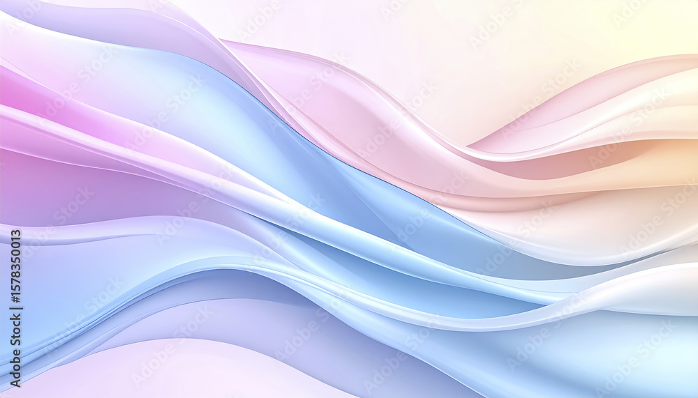 Poster serene abstract background with soft pastel waves and gradient colors creating calm flow