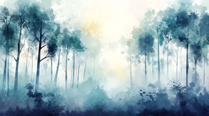 Misty forest landscape art