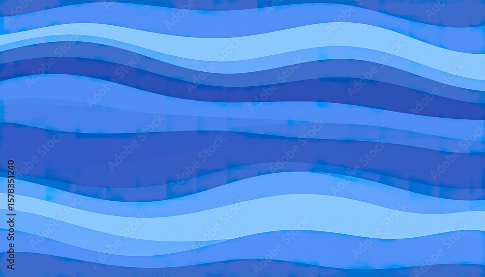 Poster abstract blue wave pattern with smooth flowing lines creating calming ocean effect