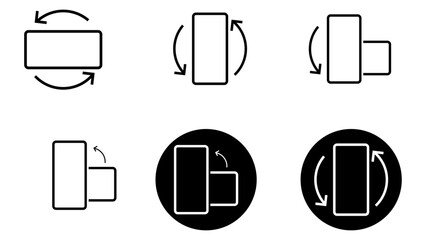 rotate your phone line icon set. Rotation, left side, right side rotation, flip outline icon set. Turn your device, and rotate your smartphone vector and transparent background. vector illustration