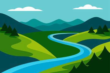 Obraz premium river meanders through lush countryside