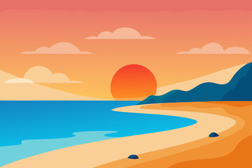 tranquil beach at sunset with calm sea