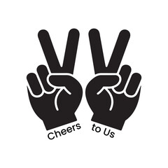 Two Black Hands Peace Sign Cheers to Us Graphic two hands friendship day vibes