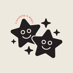 Two Smiling Black Stars Friendship is Magic Design friendship day vibes