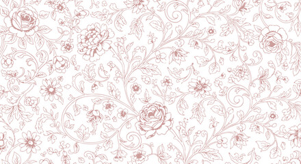 Floral Vector Pattern Seamless Botanical Design in Light Pink