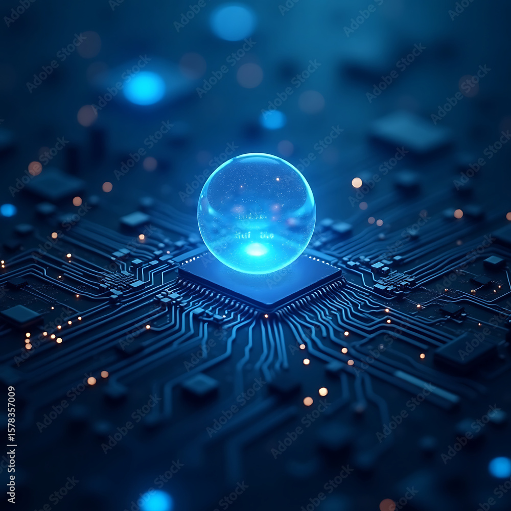 Poster illuminating core: a futuristic design illuminates the core concept of technology, featuring a lumin