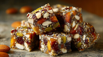 Khajur barfi made from dates, dry fruits, and seeds, rich in nutrients and dietary fiber