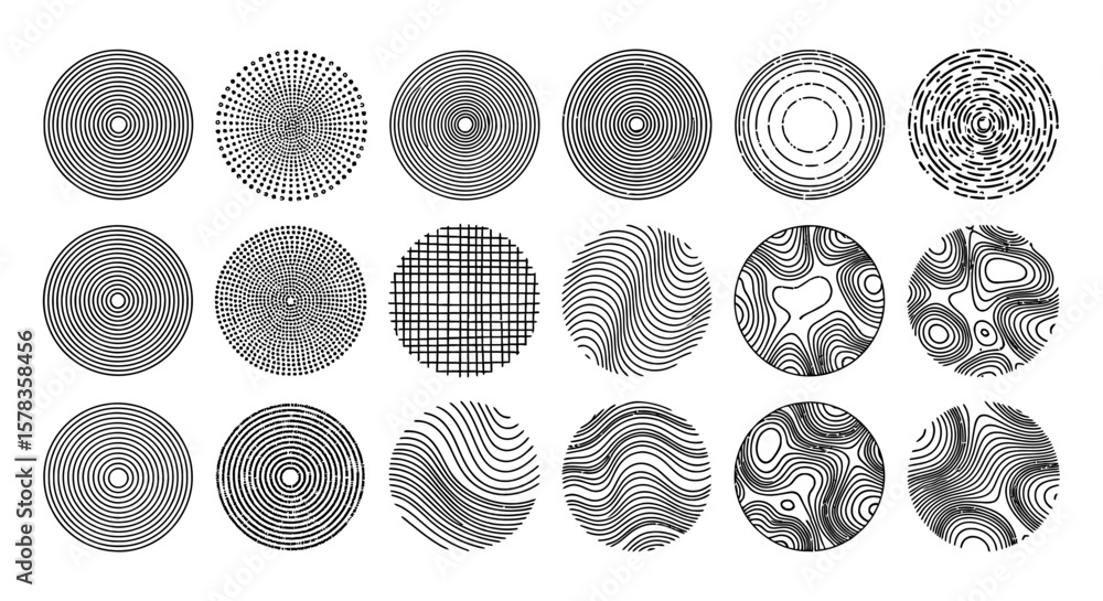 Poster abstract circular pattern set - geometric vector designs