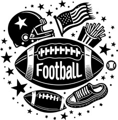 Obraz premium American football amerball, sports, USA, vector bundle