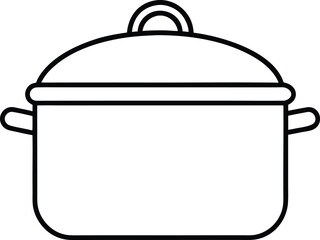 cookingpot icon vector line art on transparent background