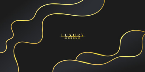 Dark abstract background with fluid gold lines, perfect for luxury product promotions, VIP invitations, or elegant event banners.