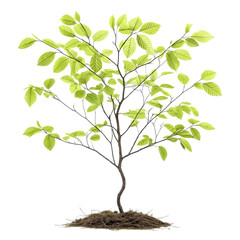 Young tree sapling with fresh green leaves