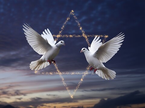 Two White Doves Soaring: A Symbol of Peace and Hope Yom Kippur