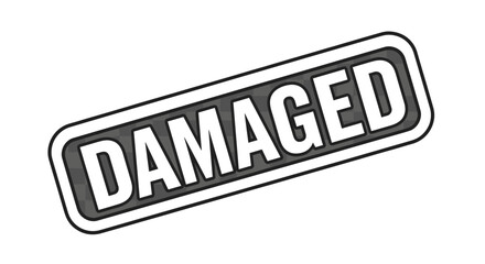 Damaged stamp isolated on transparent background. Condition, defective, broken, error, faulty merchandise