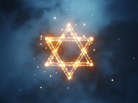Glowing Star of David: Symbol of Judaism, Faith, and Heritage Yom Kippur