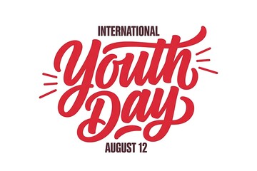 Stylish Red Artwork Featuring International Youth Day on August 12