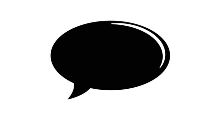 Glossy Black Speech Bubble Icon with Tail and Highlight.