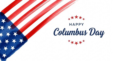 Columbus Day: Watercolor American Flag Design - Patriotic Celebration Graphics