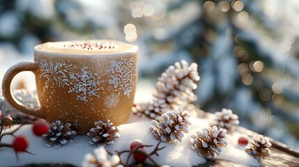 Cozy Winter Scene with Themed Scenery and Illustration Art for Seasonal Decor and Peaceful Landscape Design

