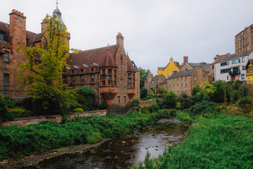 Dean Village in Edinburgh on a beautiful rainy day.