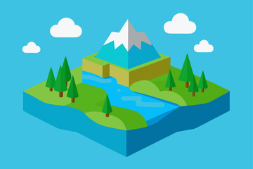 Obraz premium 3d illustration with water landscape and nature