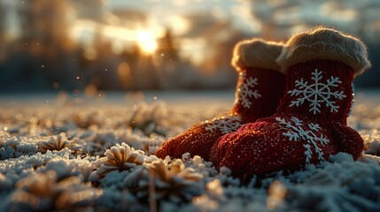 Cozy Winter Scene with Themed Scenery and Painting Illustration Art for Peaceful Seasonal and Holiday Design

