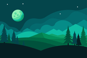 illustration of landscape with forest  trees