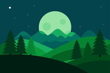 illustration of landscape with forest  trees