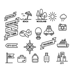 travel icons set Illustration silhouette