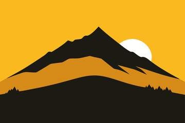 silhouette of hill and mountain landscape stock